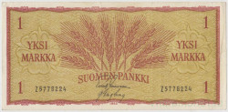 Банкнота. Финляндия. 1 марка 1963 год. Тип 98а(6).