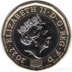 Монета. Великобритания. 1 фунт 2022 год.