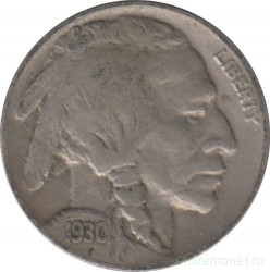 Монета. США. 5 центов 1930 год. Монетный двор S.