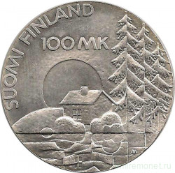 Монета. Финляндия. 100 марок 1990 год. 50 лет Ассоциации ветеранов-инвалидов войны.