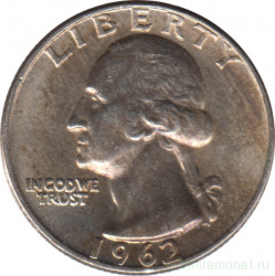 Монета. США. 25 центов 1962 год. Монетный двор D.