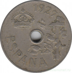 Монета. Испания. 25 сентимо 1927 год.