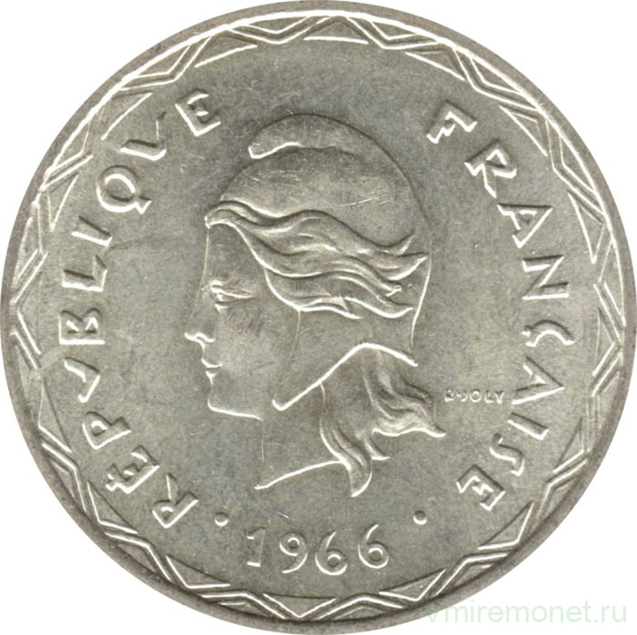 Монета. Новые Гебриды (Вануату). 100 франков 1966 год.