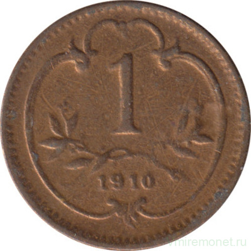 Монета. Австро-Венгерская империя. 1 геллер 1910 год.
