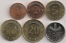 Реверс. Монеты. Латвия. 1, 2, 5, 10, 20, 50 сантимов 2008-2009 год. Набор монет 6 штук.