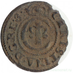 Монета. Латвия. 1 солид 1647 год. Шведская оккупация Риги.