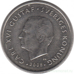 Монета. Швеция. 1 крона 2008 год.