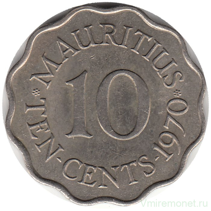 Монета. Маврикий. 10 центов 1970 год.