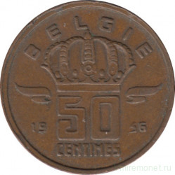 Монета. Бельгия. 50 сантимов 1956 год. BELGIE.