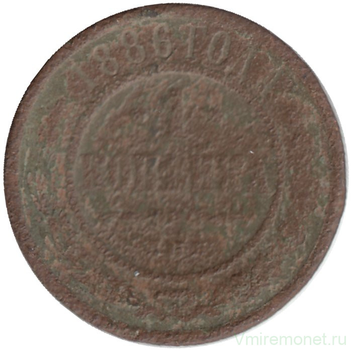 Монета. Россия. 1 копейка 1886 год.