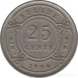 Монета. Белиз. 25 центов 1994 год.