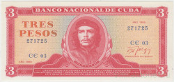 Банкнота. Куба. 3 песо 1989 год. Тип 107b.