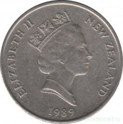 Монета. Новая Зеландия. 10 центов 1989 год.