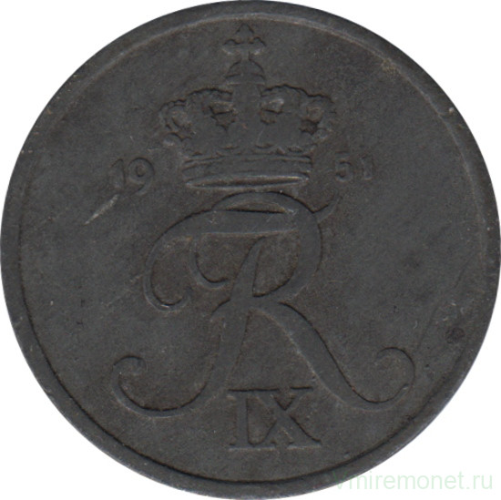 Монета. Дания. 2 эре 1951 год.