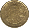 Монета. Италия. 10 центов 2002 год. ав.
