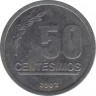 Монета. Уругвай. 50 сентесимо 2002 год. ав.