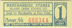 Суррогатные деньги. Шпицберген. Угледобывающая компания США. Ордер на 1 цент для расчётов в товарных лавках 1915 год.