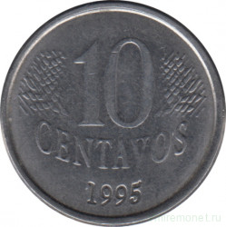 Монета. Бразилия. 10 сентаво 1995 год.