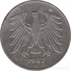 Монета. ФРГ. 5 марок 1987 год. Монетный двор - Штутгарт (F).