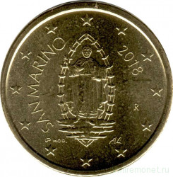 Монета. Сан-Марино. 50 центов 2018 год.