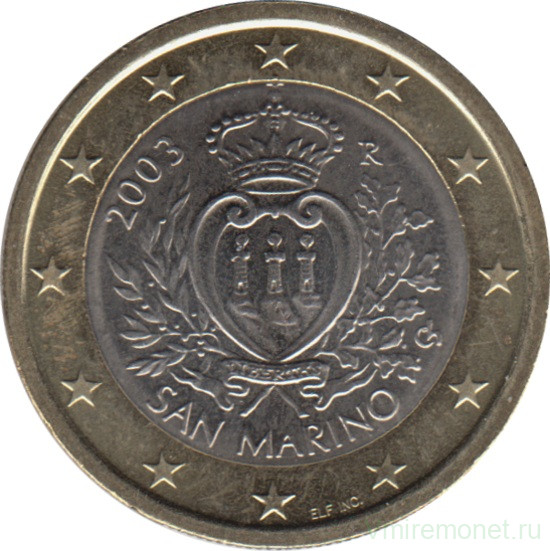 Монета. Сан-Марино. 1 евро 2003 год.