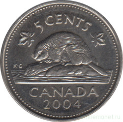 Монета. Канада. 5 центов 2004 год (P).