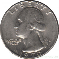 Монета. США. 25 центов 1970 год. Монетный двор D.