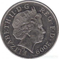 Монета. Великобритания. 10 пенсов 2009 год.