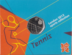 Монета. Великобритания. 50 пенсов 2011 год. XXX летние олимпийские игры Лондон 2012. Теннис. В блистере.
