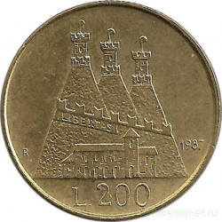 Монета. Сан-Марино. 200 лир 1987 год. 15 лет возобновления чеканки лиры.