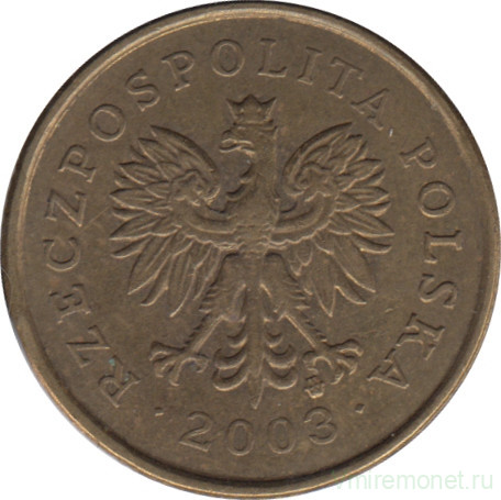 Монета. Польша. 5 грошей 2003 год.