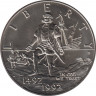  Монета. США. 50 центов 1992 год (D). 500 лет открытия Америки. рев.