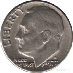 Монета. США. 10 центов 1977 год. Монетный двор D. 