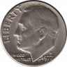  Монета. США. 10 центов 1977 год. Монетный двор D. ав.