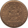 Монета. Южно-Африканская республика. 1 цент 1987 год. ав.