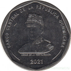 Монета. Доминиканская республика. 25 песо 2021 год.