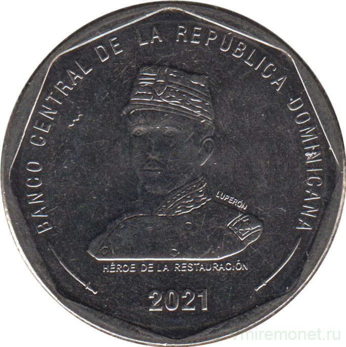 Монета. Доминиканская республика. 25 песо 2021 год.