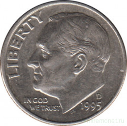 Монета. США. 10 центов 1995 год. Монетный двор D.