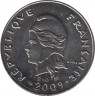 Монета. Французская Полинезия. 20 франков 2009 год. ав.