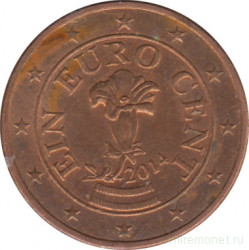 Монета. Австрия. 1 цент 2014 год.
