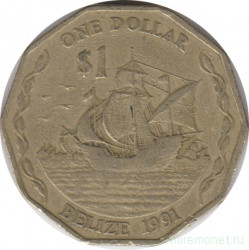 Монета. Белиз. 1 доллар 1991 год.