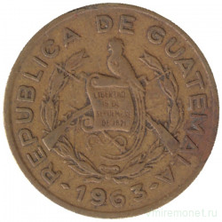 Монета. Гватемала. 1 сентаво 1963 год. 