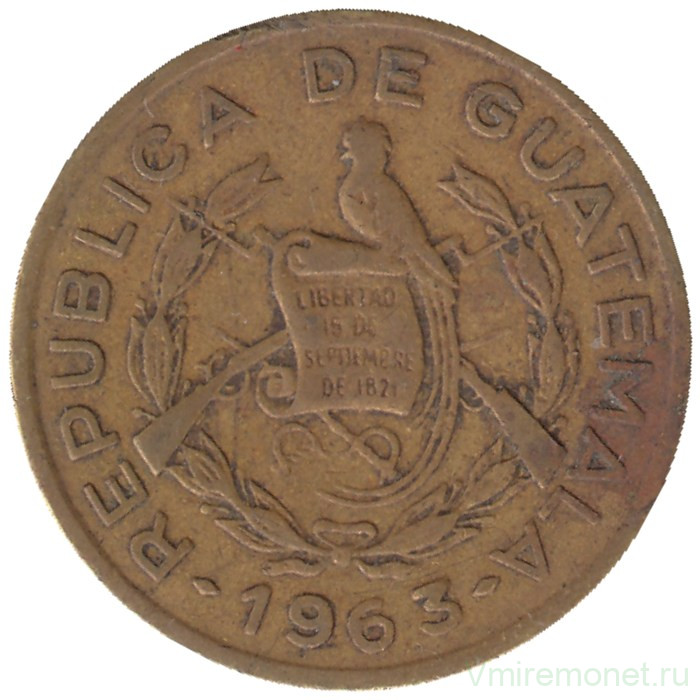 Монета. Гватемала. 1 сентаво 1963 год. 