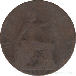 Монета. Великобритания. 1/2 пенни 1906 год.
