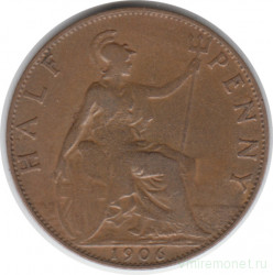 Монета. Великобритания. 1/2 пенни 1906 год.
