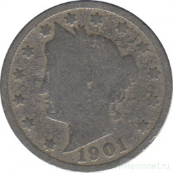 Монета. США. 5 центов 1901 год.