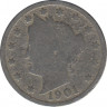 Монета. США. 5 центов 1901 год. ав.