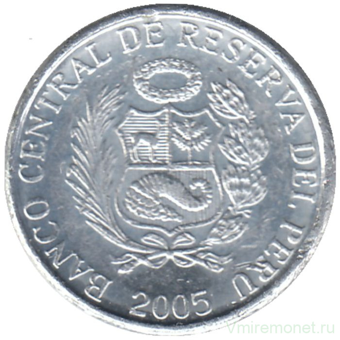 Монета. Перу. 1 сентимо 2005 год. Алюминий.