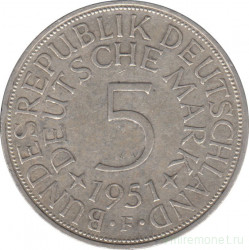 Монета. ФРГ. 5 марок 1951 год. Монетный двор - Штутгарт (F).