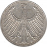 Монета. ФРГ. 5 марок 1951 год. Монетный двор - Штутгарт (F). рев.